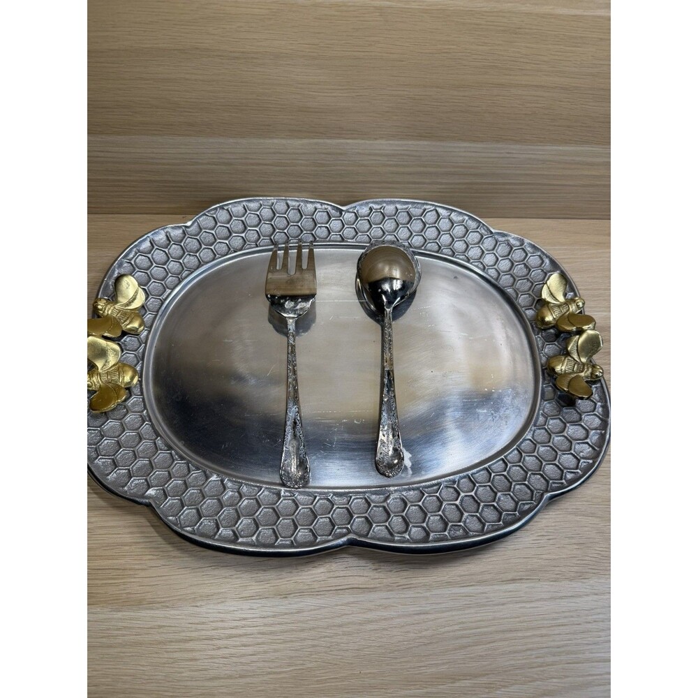 Vintage ENCHANTED ROSE Silverplate Wm Rogers & Son 2-pc serving set-Unpolished